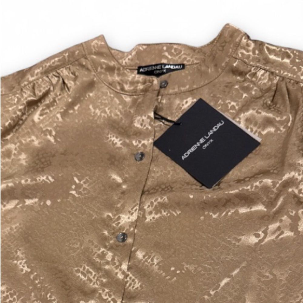 Adrienne Landau Onyx Satin Tunic Convertible Tunic Top Tan Snake Print - Picture 9 of 17